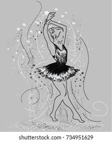 Vector ballerina girl.  Ballet dancer. Ballerina silhouette. 