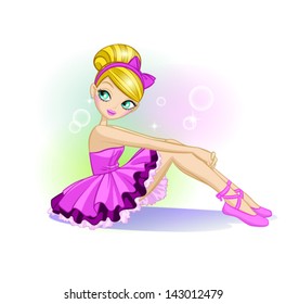 vector ballerina girl sitting on stage