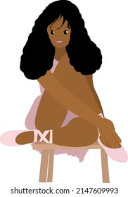 Vector Ballerina with Long Curly Hair
