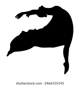 vector ballerina silhouette isolated over white.Dancing flowing ballerina silhouette eps10 graphic vector icon isolated over white background.beautiful dancing women vector symbol element for design.