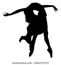 vector ballerina silhouette isolated over white.Dancing flowing ballerina silhouette eps10 graphic vector icon isolated over white background.beautiful dancing women vector symbol element for design.