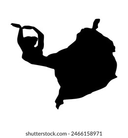 vector ballerina silhouette isolated over white.Dancing flowing ballerina silhouette eps10 graphic vector icon isolated over white background.beautiful dancing women vector symbol element for design.