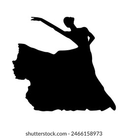 vector ballerina silhouette isolated over white.Dancing flowing ballerina silhouette eps10 graphic vector icon isolated over white background.beautiful dancing women vector symbol element for design.