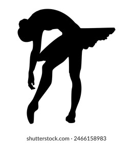 vector ballerina silhouette isolated over white.Dancing flowing ballerina silhouette eps10 graphic vector icon isolated over white background.beautiful dancing women vector symbol element for design.