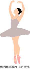 Vector of a ballerina in tutu on white background