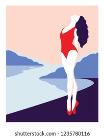 Vector ballet dancer.  Illustration with ballerina in minimalism style