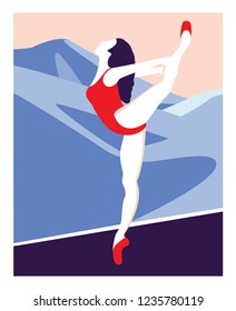 Vector ballet dancer.  Illustration with ballerina in minimalism style