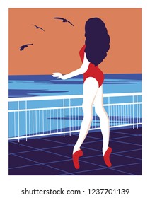 Vector ballet dancer.  Illustration with ballerina in minimalism style