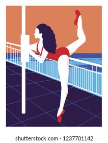 Vector ballet dancer.  Illustration with ballerina in minimalism style