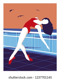 Vector ballet dancer.  Illustration with ballerina in minimalism style
