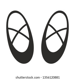 Vector ballet flats icon. Dance shoes monochrome flat symbol isolated. Ballet shoes sign, logo illustration.