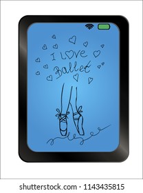 Vector ballet line icon pointe shoe isolated on background plate. Sketch silhouette hand drawn pointes shoes. 