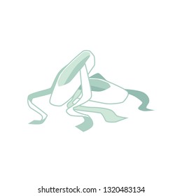 Vector ballet pointe shoes green icon. Greeting or invitation card design element for ballet lovers. Ballerina dancer equipment for theater stage performance. Isolated illustration