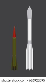 vector ballistic rocket and civilian on gray background. for design. isolate