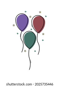 Vector ballons illustration. 10 eps linear colorful art. Balloons logo isolated on white background. Balloons icons for party. 