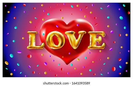 vector ballons love and red valentine heart Illustration art
