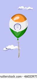 Vector balloon with indian flag symbol and colors. National holiday of India, Independence or Republic day of India festive poster or greeting card design.