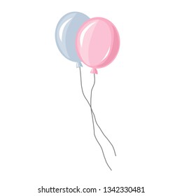 Vector balloon isolated on white background. Bandle of two balloons. Blue, pink colours. For stickers, logo, greeting card, wedding and birthday decoration, web design, scrapbooking, kids, signs.