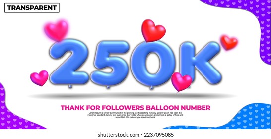 vector balloon number followers 250K thank subcriber social media
