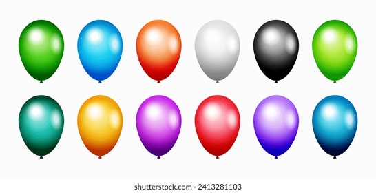 Vector balloon set isolated on transparent background. Birthday balloon flying for party. party, holiday, Celebration, background, congratulation, anniversary, gift, symbol, 