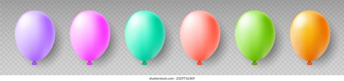 Vector balloon set. Realistic 3D helium balloons for Birthday, festive occasions, parties, weddings EPS10