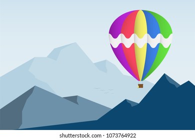 Vector of Balloon will adventure at high mountain. 