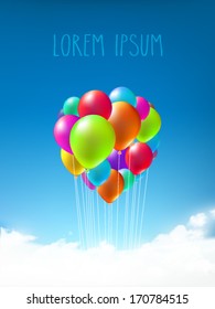 vector balloons above the clouds