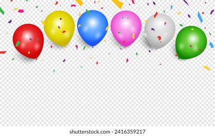 Vector balloons. Celebration party balloon background. realistic isolated colorful balloons for template and invitation decoration on the transparent background