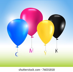 Vector balloons CMYK concept