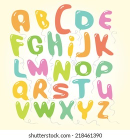 Vector balloons font letters english alphabet illustration