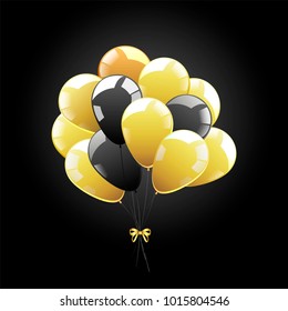 Vector balloons. Gold and black color. Festive decor