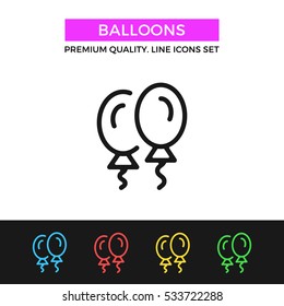 Vector balloons icon. Party, birthday concepts. Premium quality graphic design. Modern signs, outline symbols collection, simple thin line icons set for websites, web design, mobile app, infographics