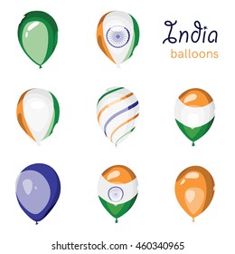 Vector balloons with indian flag symbol and colors. National holiday of India, Independence or Republic day of India festive design elements.