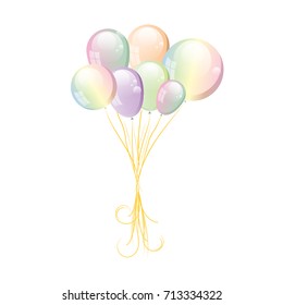 Vector balloons, isolated on background. Realistic balloons illustration for party, celebration, festival, birthday or branding design decoration.