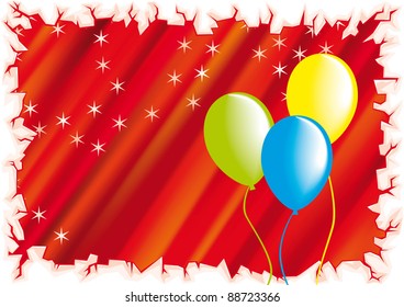 Vector Balloons with red christmas background and ice border