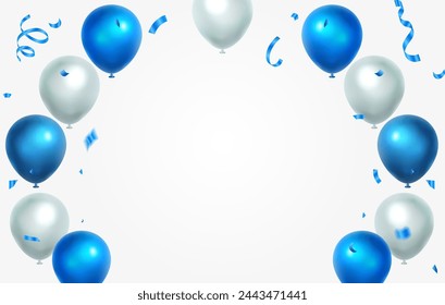 Vector balloons and ribbon confetti background