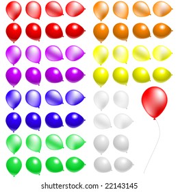 Vector balloons in two styles and many colors