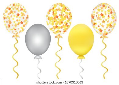 Vector balloons in yellow and gray shades