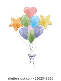 Vector balloons.Colorful balloons hearts, stars. Birthday party, holiday card
Bundle of gel balls.