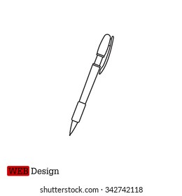 Vector ballpoint pen line icon 