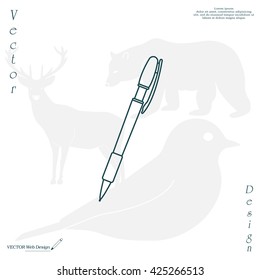 Vector ballpoint pen line icon