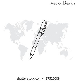 Vector ballpoint pen line icon
