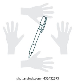 Vector ballpoint pen line icon
