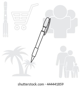 Vector ballpoint pen line icon
