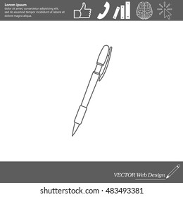 Vector ballpoint pen line icon