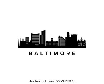 Vector Baltimore skyline. Travel Baltimore famous landmarks. Business and tourism concept for presentation, banner, web site.