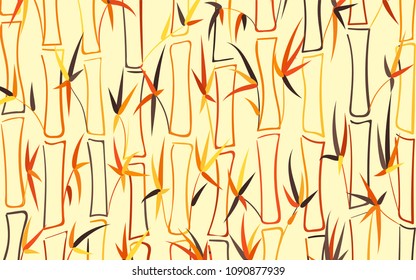Vector Bamboo. Abstract Background with Colorful Bamboo Leaves. Trees Silhouettes in Asian Style. Vector Bamboo Pattern for Wallpaper, Textile, Tablecloth, Packaging, Fabric, Wrapping. Stalks of Trees
