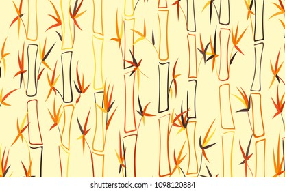Vector Bamboo. Abstract Background with Colorful Bamboo Leaves. Trees Silhouettes in Asian Style. Vector Bamboo Pattern for Wallpaper, Textile, Tablecloth, Packaging, Fabric, Wrapping. Stalks of Trees