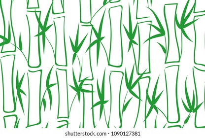 Vector Bamboo. Abstract Background with Green Stems of Bamboo. Tree Texture in Asian Style. Bamboo Pattern for Banner, Wallpaper, Textile, Tablecloth, Packaging, Fabric, Wrapping. Stalks of Trees.