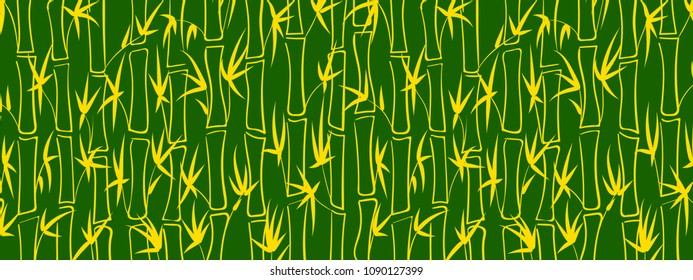 Vector Bamboo. Abstract Background with Green Stems of Bamboo. Tree Texture in Asian Style. Bamboo Pattern for Banner, Wallpaper, Textile, Tablecloth, Packaging, Fabric, Wrapping. Stalks of Trees.